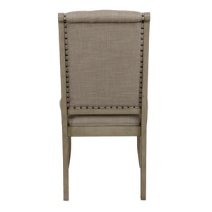 English Elm Classic Oak Veneer Extendable Trestle Dining Set with Tufted Nailhead Chairs Seats Eight B011S02339