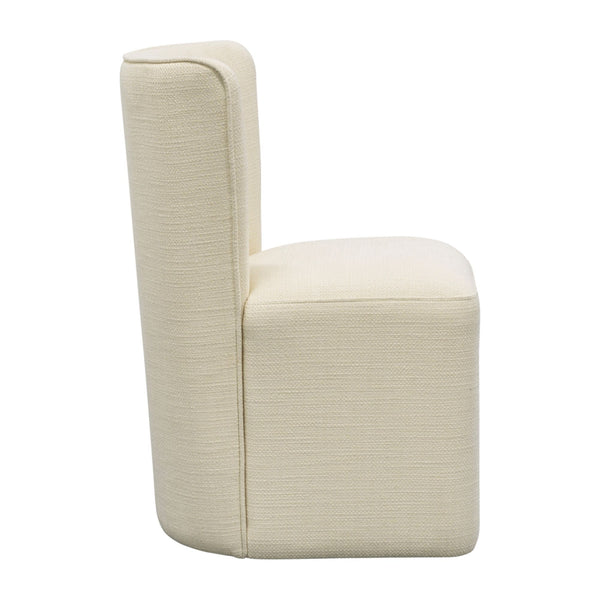 English Elm Dining Chair with Casters Basketweave Upholstery Cube Base Modern Accent Seat B035P408396
