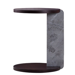 English Elm Set of 2 Round Sintered Stone Nesting Tables Sleek Modern Accent for Living Rooms W2899P405895