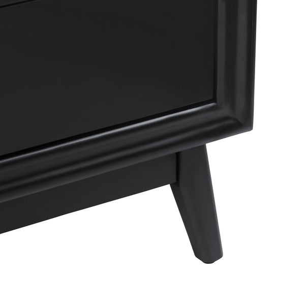 Crestview Collection 3-drawer Accent Chest: Modern Black Wood Design With Brass Pulls & Sleek Tapered Legs For Elegance Black Solid Wood Cvfvr8437