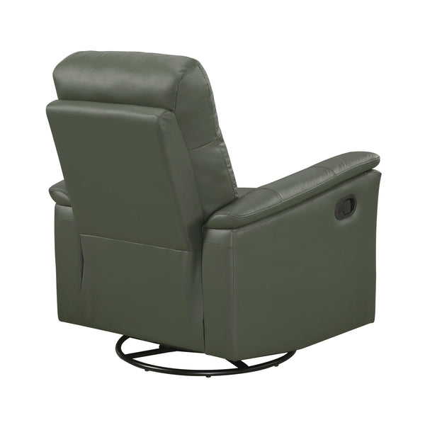 English Elm Green Swivel Glider Recliner Chair 100% Top Grain Leather Match 360° Swivel Plush Padded Comfort Reclining 35.5x36.5x40" B011P329277