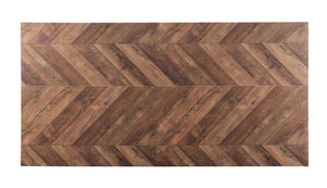 English Elm Gilsea Brown Finish Rectangular Dining Table with 47mm Thick Top, 2-Tone Upholstered Chairs & Nailhead Trim B2726P320909