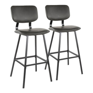 English Elm Foundry Industrial Barstools Set of 2 Faux Leather Curved Back Urban Loft Seating B202P222395