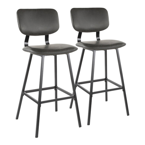 English Elm Foundry Industrial Barstools Set of 2 Faux Leather Curved Back Urban Loft Seating B202P222395