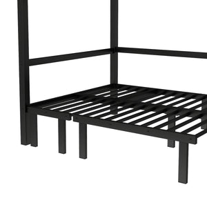 English Elm Full Metal Bunk Bed With Convertible Lower Sofa, Safety Rails & Space-Saving Design In Black Finish W1580S00207