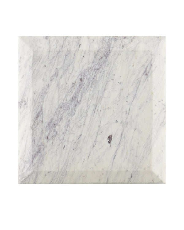Currey & Company Oblique Marble Side Table - Elegant Antique Brass Frame With Floating White Lilac Marble Charm White White Lilac Marble ,Iron ,Engineered Wood 4000-0236-currey-company
