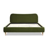 English Elm Roman Curved Headboard Upholstered Platform Bed, King, Olive Green Performance Velvet