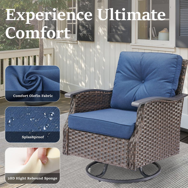 English Elm Outdoor Wicker Swivel Glider Chair Set Pe Woven Steel Frame Patio Seating Pair T3773P419699