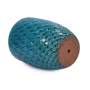 English Elm Ceramic Handcrafted Cyan Planter - Modern Elegance For Your Patio, Garden, Or Windowsill Display W3273P326367