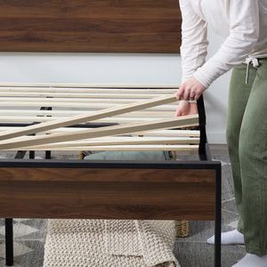 English Elm Edenbrook Carson King Platform Bed Frame in White Oak & Metal — Adjustable Base Ready, 800 lb Capacity B350P394810