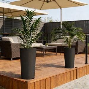 English Elm Tall Stackable Polypropylene Outdoor Planters Set of 2 Tapered Patio Flower Pots T3971P454911
