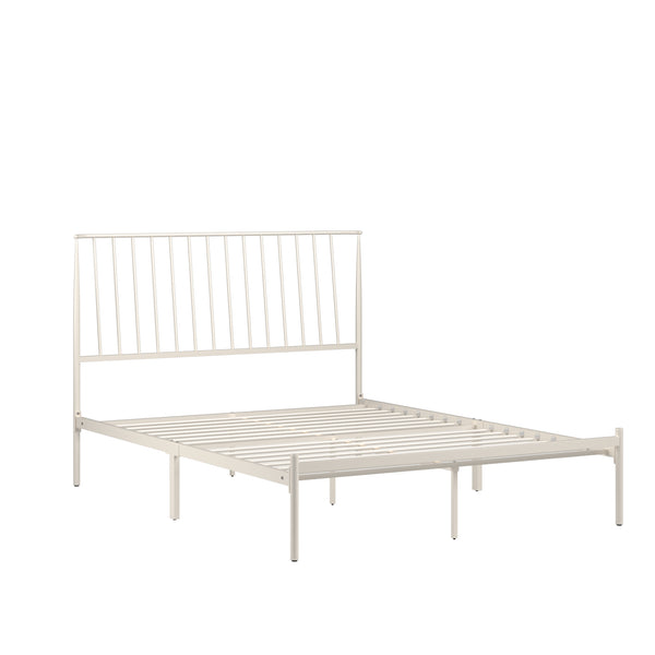 Homelegance By Top-Line Dante Metal Platform Bed with Curved Metal Headboard White Metal