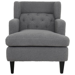 English Elm Christopher Knight Home® - Upholstered Teddy Fleece Armchair with Tufted Back, Contemporary Cozy Accent Seat for Living Room DARK GREY N763P193158R
