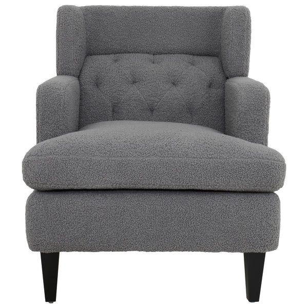 English Elm Christopher Knight Home® - Upholstered Teddy Fleece Armchair with Tufted Back, Contemporary Cozy Accent Seat for Living Room DARK GREY N763P193158R