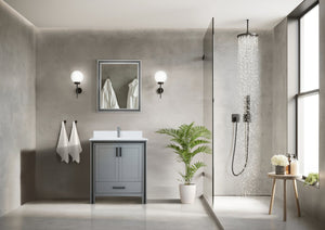 English Elm Dark Grey Bath Vanity Set With Cultured Marble Top, Soft-Close Storage & Coordinating Mirror - 30" W B2731S00809