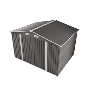 English Elm 10 X 8 Ft Galvanized Steel Outdoor Shed with Lockable Doors and Vented Window W3213S00003
