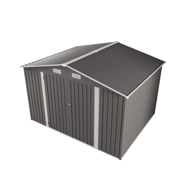 English Elm 10 X 8 Ft Galvanized Steel Outdoor Shed with Lockable Doors and Vented Window W3213S00003