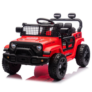 English Elm 24v Kids Ride on Car with Parental Remote Four Wheel Suspension Led Lights Bluetooth Red W1578P235082
