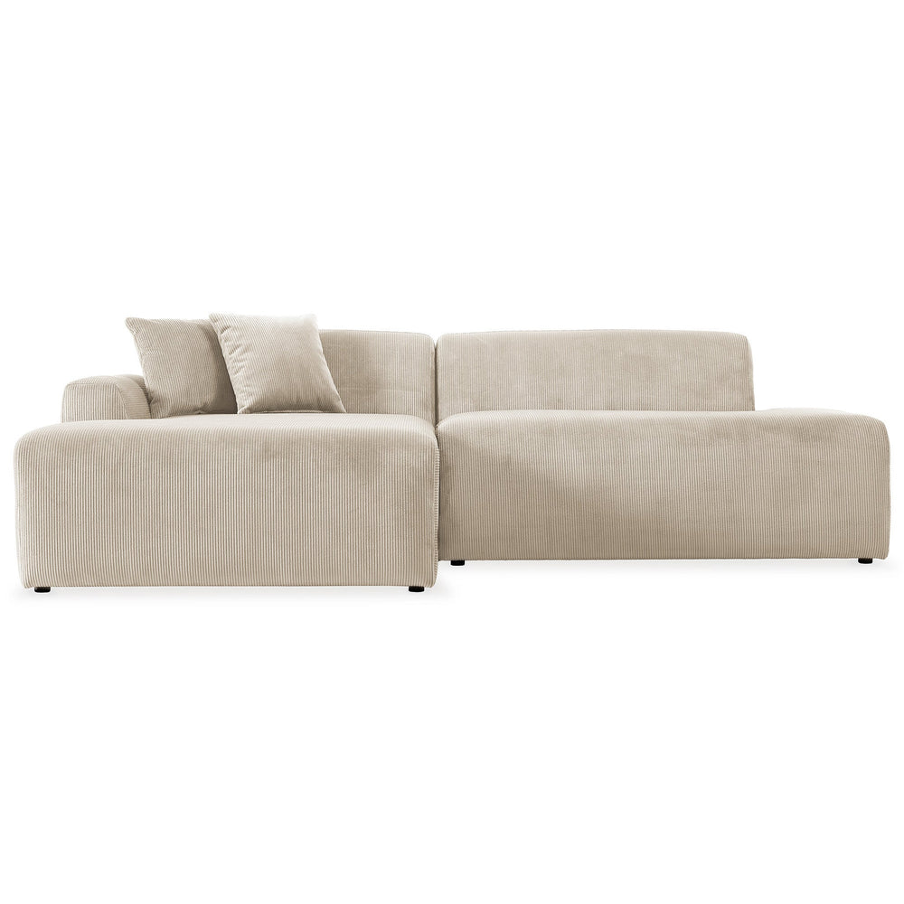 English Elm Mar Corduroy Upholstered Sectional Sofa Deep Seat Cream Chaise for Living Room B183S00096