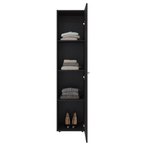 English Elm Home Freestanding Tall Mirrored Cabinet with Four Interior Shelves for Bedroom Bath Dark Walnut B200P465724