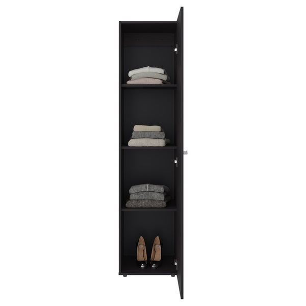 English Elm Home Freestanding Tall Mirrored Cabinet with Four Interior Shelves for Bedroom Bath Dark Walnut B200P465724