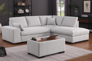English Elm Joviel Woven Fabric Sectional with Chaise Ottoman Pocket Coil Living Room Sofa Light Gray B2749S00265
