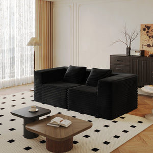 English Elm Modular Corduroy L-Shape Sectional Sofa with Deep Seat, Memory Foam Comfort and Easy No-Assembly Setup Black W3434P383552