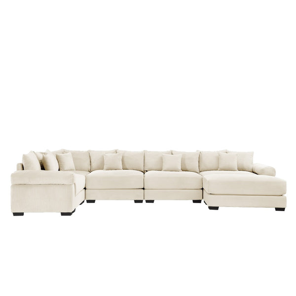 English Elm Oversized Cloud Modular Sectional Couch - Luxurious Convertible With Ottoman, Ergonomic Design & Easy Setup W714S01298-GIGA