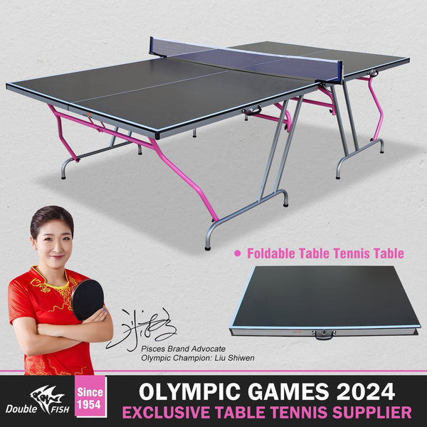 English Elm Double Fish Regulation Mdf Ping Pong Table Foldable Solo Practice Ready Indoor Play W3087P251047