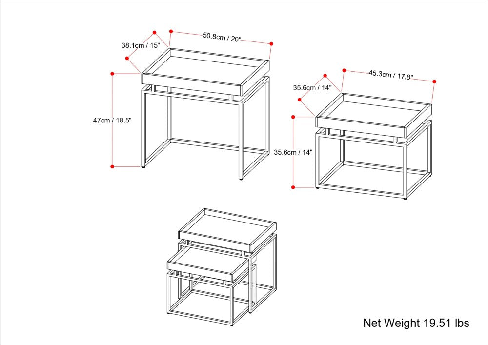 English Elm Macy Black & Gold 2-Pc Nesting Tables — Solid Mango Wood Tops, Metal Frame, Modern End Tables B136P203440