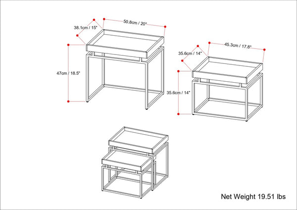 English Elm Macy Black & Gold 2-Pc Nesting Tables — Solid Mango Wood Tops, Metal Frame, Modern End Tables B136P203440