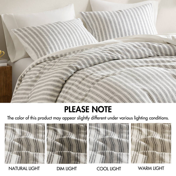 English Elm 3 Pcs King Duvet Set In Elegant Grey – Soft, Breathable Fabric For Year-Round Comfort & Style B035P319220