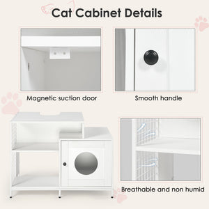 English Elm Cat Litter Box Enclosure Under-Sink Cabinet for Bathroom with Divider, Ventilation & Storage White W1687P251061