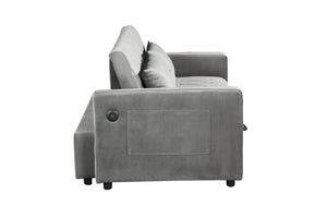 English Elm 3 In 1 Sleeper Sofa Couch Bed - Versatile Gray Futon With Adjustable Backrest & Space-Saving Design W1420P193614
