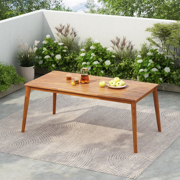 English Elm Christopher Knight Home® - Acacia Natural Grain Outdoor Dining Table — Solid Acacia Wood, Easy Assembly, Weather-Savvy Design N776P286348B