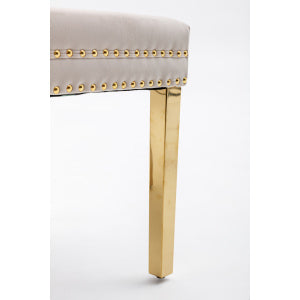 English Elm Hengming Tufted Wingback Velvet Dining Chairs Nailhead Trim Formal Set of 2 Beige W212P465074