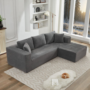 English Elm 106" Cloud Sectional Couch - Modular L-Shape With Right-Facing Chaise, Plush Corduroy, No Assembly! W1143S00022