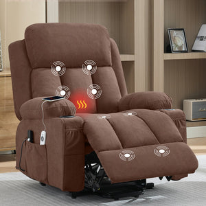English Elm Power Lift Fabric Recliner with Heat Massage Usb Port and Remote for Seniors W1521P458854