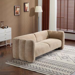 English Elm Tonson Wave Silhouette Boucle Three Seater Sofa Sculptural Modern Living Room Seating Camel N773IS00030T