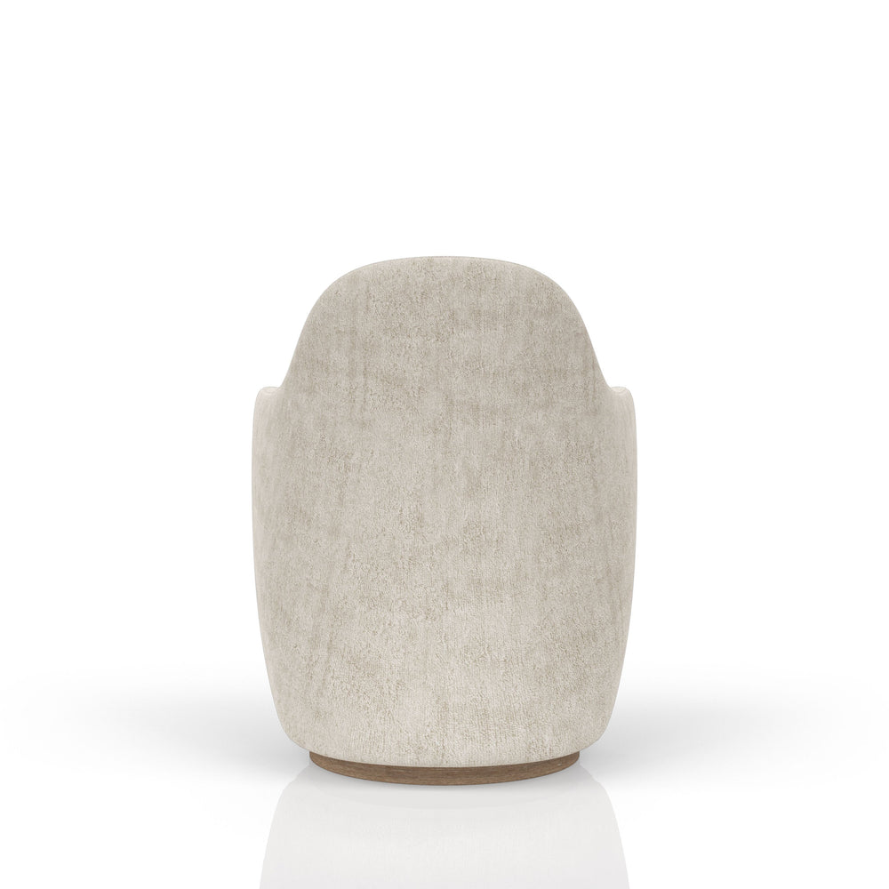 English Elm Cocoa Swivel Barrel Chair with 360° Rotation, Cocoa-Stained Wood Base, Soft Upholstered Comfort Ivory 30.5 L x 30 W x 36.75 H B2699P293895