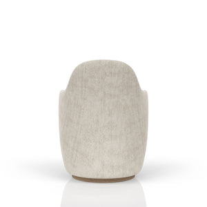 English Elm Cocoa Swivel Barrel Chair with 360° Rotation, Cocoa-Stained Wood Base, Soft Upholstered Comfort Ivory 30.5 L x 30 W x 36.75 H B2699P293895