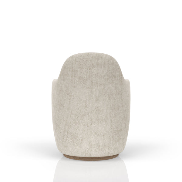 English Elm Cocoa Swivel Barrel Chair with 360° Rotation, Cocoa-Stained Wood Base, Soft Upholstered Comfort Ivory 30.5 L x 30 W x 36.75 H B2699P293895