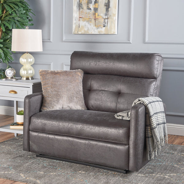 English Elm Christopher Knight Home® - Reclining Loveseat with Push-Back Recline, Plush Tufted Fabric Sofa, Compact Wall-Hugger Design Slate 61372.00MF