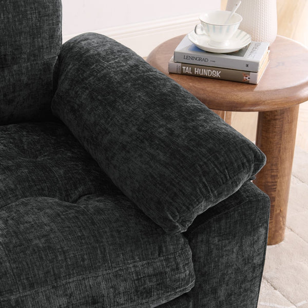 English Elm Leisure Chenille Two Seat Reclining Sofa with Usb Port Storage Ottoman Padded Armrests Black W487S00521