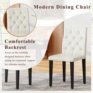 English Elm Black Wood Grain Mdf Dining Table Set Six Pu Leather Chairs Buckle Backrest Modern W1151S04472