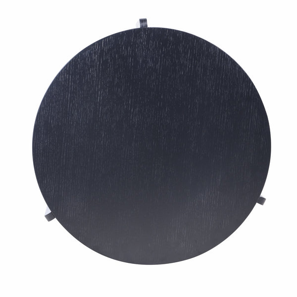 English Elm 32.68 Inch Black Oak Veneer Nesting Round Coffee Table Set for Modern Living Rooms W2899P435699