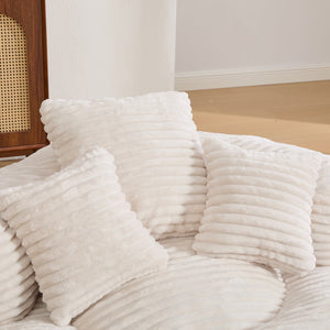 English Elm Bean Bag Sofa Oversized Corduroy Floor Lounge Chair with Armrests Pillows Foam Fill Beige W395P426811