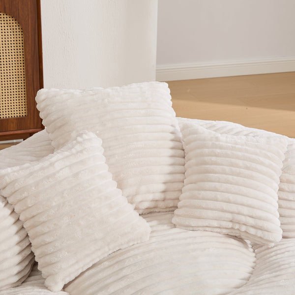 English Elm Bean Bag Sofa Oversized Corduroy Floor Lounge Chair with Armrests Pillows Foam Fill Beige W395P426811