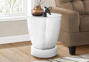 English Elm Accent Table - Contemporary White Metal Drum Design For Living Room & Bedroom - Versatile & Chic B2710P219454