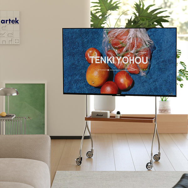 English Elm Walk 360° Movable TV Stand Antique Finish with Metal & Wood Shelves, Fits 43–70" TVs, 200lb Load Black Brown W3318P305324